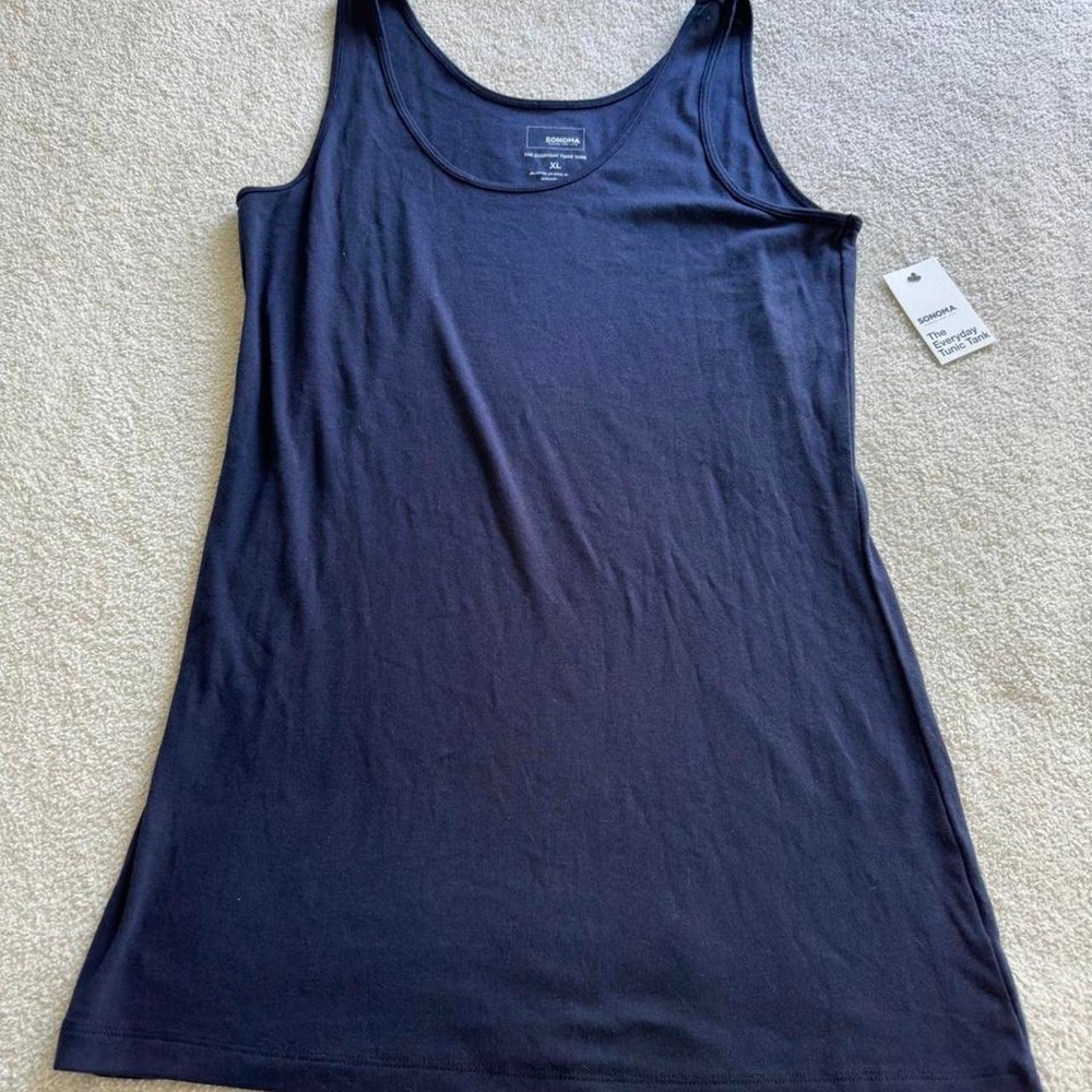 Sonoma Goods For Life Womens XL Navy Everyday Tunic Tank Top NWT Cotton Modal